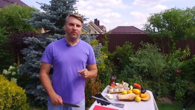 Очень сытная яичница на гриле. Настоящий мужской завтрак.