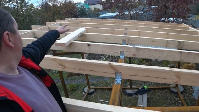 Односкатная крыша МАСТЕРСКОЙ из ПРОФИЛЬНОЙ  ТРУБЫ, своими руками! СТРОПИЛА на односкатной крыше.