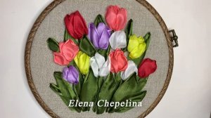 Тюльпаны из атласной ленты. Вышивка своими руками легко и просто.
