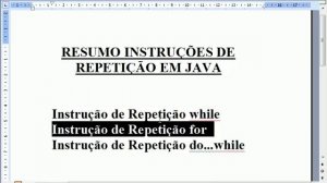 Aula Java 17 - Resumo Instruções de Repetição