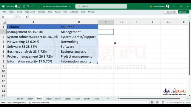 21 | Microsoft Excel - Flash Fill - Instant Text to Columns - Advanced Excel Course