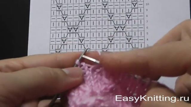 Узор спицами Ромбики