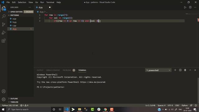 Python Pattern programs | Printing D pattern in python
