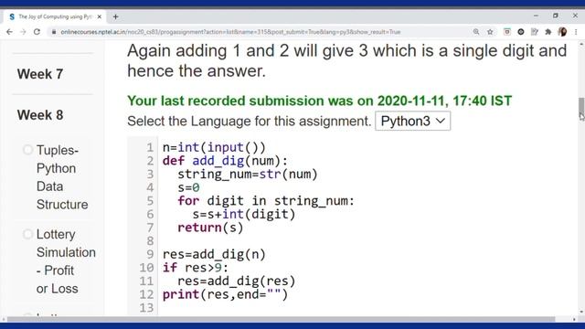 NPTEL | Swayam | The joy of computing using python week-8 programming Assignment solutions смотреть онлайн