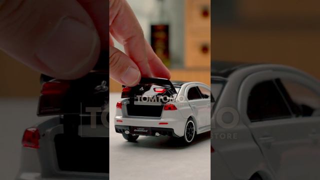 Tomtomo Mitsubishi Lancer Evo X White Black Diecast Miniatur Mobil Mobilan JDM Unboxing Mainan Anak
