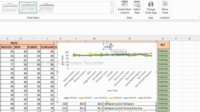PLOT GRAFIK NAMA DAN NILAI PER MATA PELAJARAN-CHART EXCEL 2016 смотреть онлайн