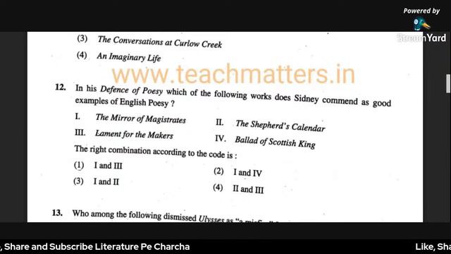 PYQ PRACTICE NTA UGC NET ENGLISH PAPER 2 JANUARY 2017