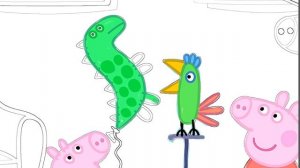 Раскрашиваем Свинка Пеппа попугай Полли и Джордж Волшебная Раскраска мультик