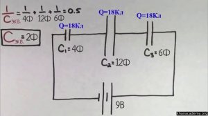 Последовательное соединение конденсаторов (видео 16)| Введение в электрические цепи | Электротехник