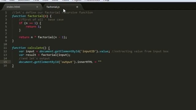JAVASCRIPT Factorial Recursive function