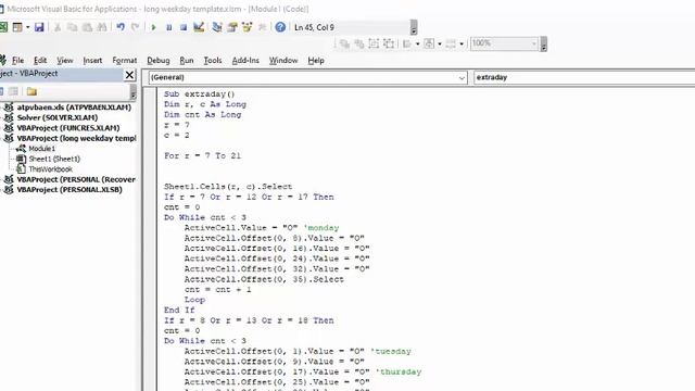 Five day a week schedule with alternating days off in Excel смотреть онлайн