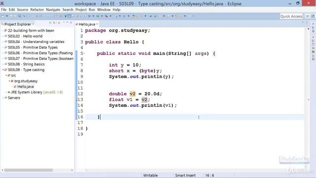 Java Web Developer's masterclass : Java + JSP + JSF (3 in 1) : Type casting смотреть онлайн