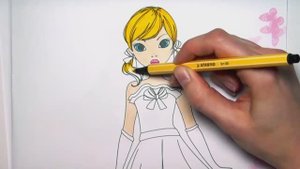 Рисуем и раскашиваем девочку в красивом платье \\ Рисование для девочек!