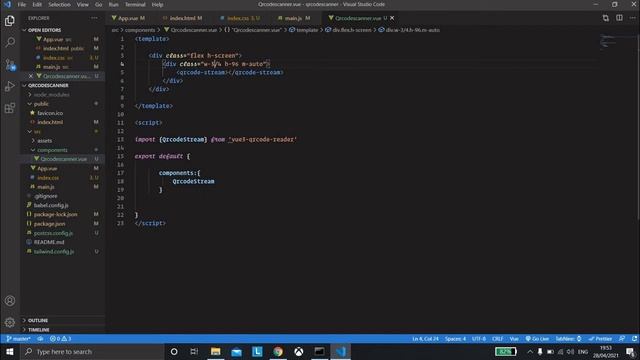 QR code scanner with Vue 3  Outline around the code  Tailwind CSS integration with Vue 3