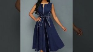 Top!50 +Adorable denim skater dresses American Style denim skater /Mini frocks Latest Arrival denim