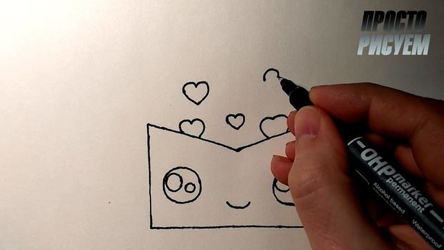 Как нарисовать МИЛЫЙ КОНВЕРТ С СЕРДЕЧКАМИ, Рисунки для детей и начинающих #drawings