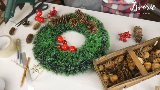 Beautiful base for winter work / Красивая основа / Венок на дверь или стол / DIY TSVORIC смотреть онлайн