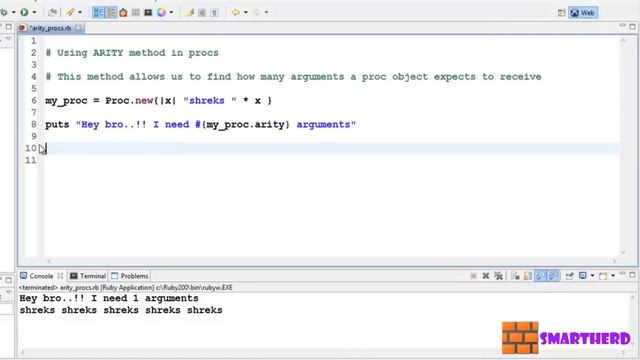 #58 Ruby tutorial :  Procs and ARITY method