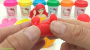 Learn Colors Hello Kitty Dough with Ocean Tools and Cookie Molds Surprise Toys Kinder Eggs