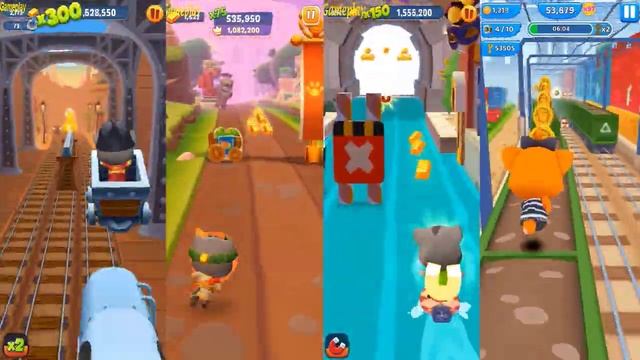 Talking Tom Gold Run 1 Chinese Version VS Tom Gold Run 2 VS Panda Panda Run Game TOM koko the robbe