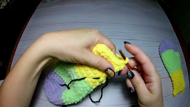 Радужная зайка пижамница крючком!