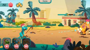 Защищается динозавр от проглодитов Dino Bash: время путешествий