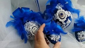 бархатные новогодние шары ручной работы