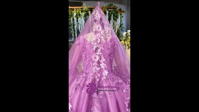 kemedress Purple Ball Gown Satin Appliques Square Long Sleeve Beading Wedding Dress смотреть онлайн
