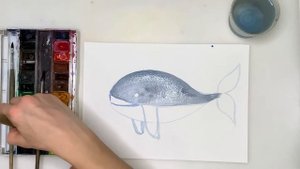 Как нарисовать кита поэтапно. Рисуем кита шаг за шагом акварелью. Урок рисования для детей.