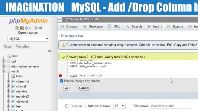 How to Add Columns In All Tables in MySQL Using Information_schema #50