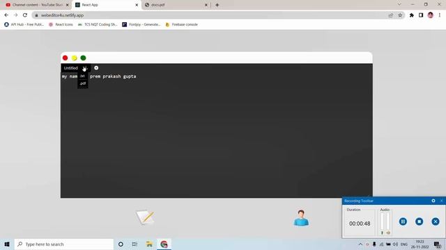 Web editor like Notepad | ReactJs | Javascript | Generate .txt and .pdf file