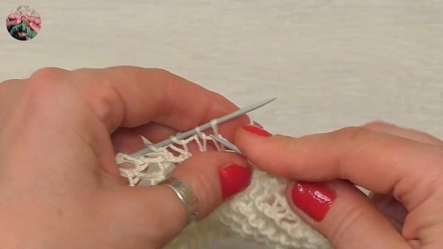 Двусторонний ажурный узор спицами с вытянутыми петлями