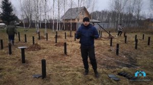 Установка винтовых свай для фундамента. Монтаж свайно-винтового фундамента.