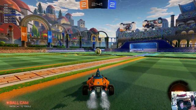 Noah and I playing Rocket League online together (Cross-platform, PC and PS4)