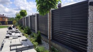 Забор из габионов. Мрамор.