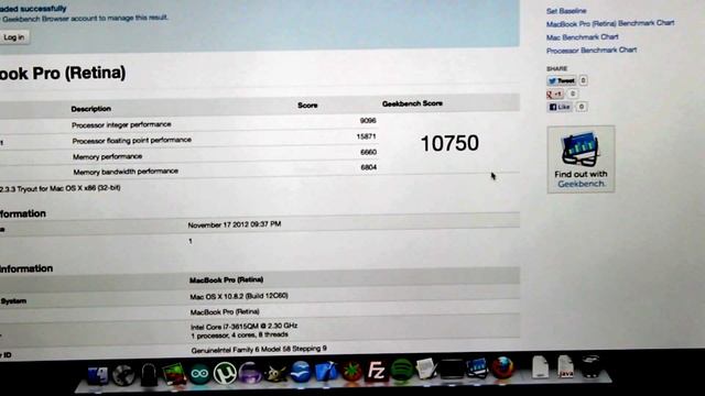2012 Macbook Pro with Retina Display Geekbench Test смотреть онлайн