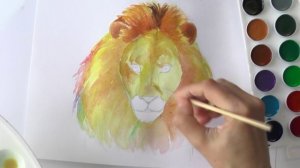 Как нарисовать льва акварелью Erich Krause how to draw a lion | Art School