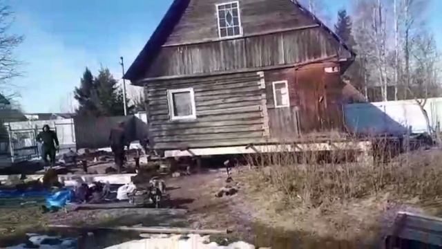 Перемещение дома на новый фундамент #перенос_дома