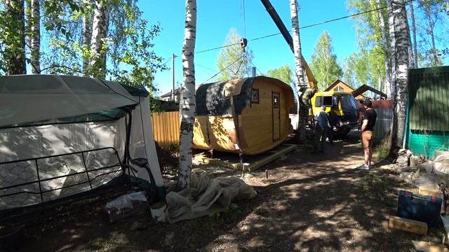 Овальная баня-бочка/Установка на участке/Новосибирск