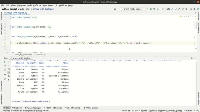 Ordenar un Array amb Tuples amb dades amb accents i minúcules/majúscules emprant Lambda en Python смотреть онлайн