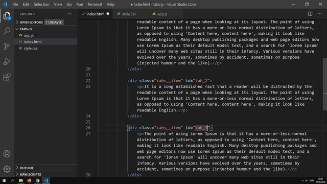 Javascript практика. Создание табов на javascript. Уроки JS