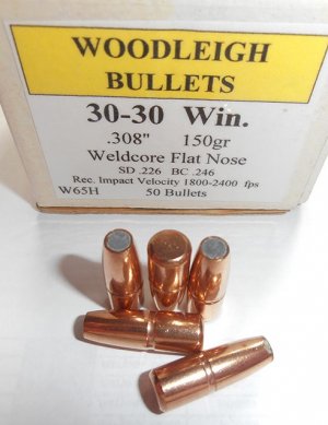 Пуля Woodleigh 30-30Win 150gr/9,7грамм Flat Nose BC-0,246