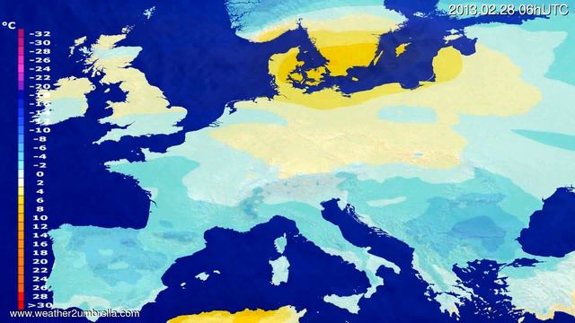Temperature forecast Europe 2013-02-24 12:00:00 смотреть онлайн