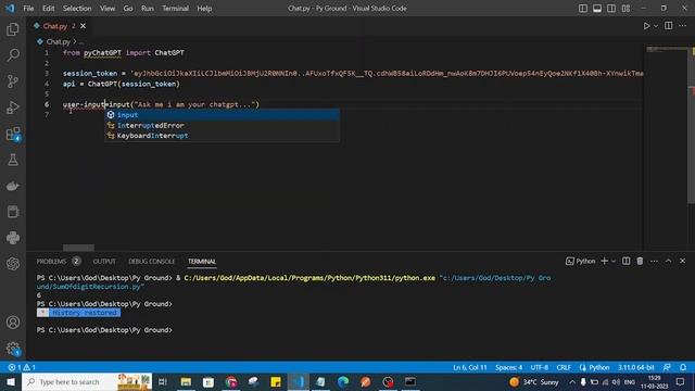 ChatGPT with Python | using PychatGPT Wrapper