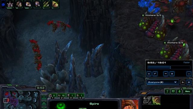 1v1 Zerg Vs Zerg WoL Commentary Starcraft 2 pro vs newb смотреть онлайн