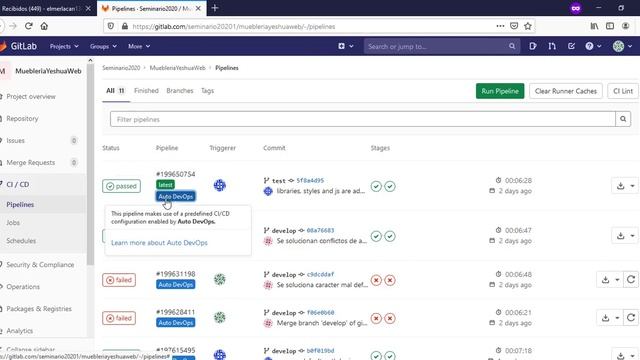 Integración Continua Pipelines en GitLab смотреть онлайн