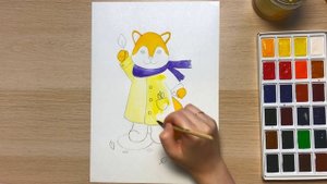 Лисёнок с детьми: урок рисования акварелью #2