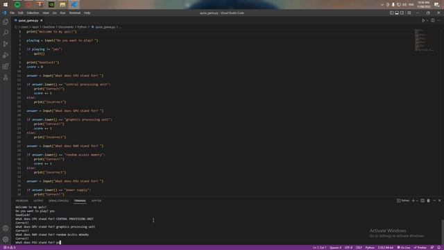Quiz Game Python