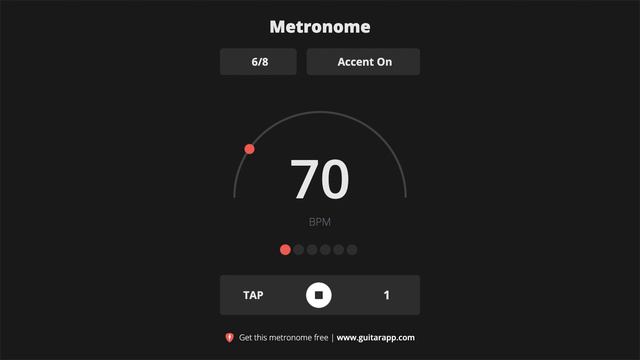 70 BPM Metronome 6/8 смотреть онлайн
