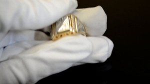 Мужской золотой перстень-печатка двухцветный с бриллиантами